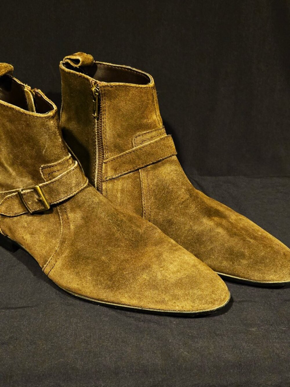 ASOS Men’s Brown Suede Ankle Boots Size 8 Side Zip Buckle Dress Boots